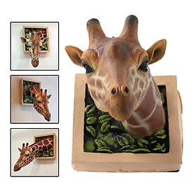 3D Giraffe Head Sculpture Art Animal Wall Figurines Statue for Bar Decor