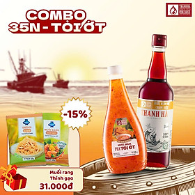 COMBO 1 CHAI NƯỚC MẮM 35 ĐỘ 520ML VÀ 1 CHAI NƯỚC MẮM TỎI ỚT 500ML => GIẢM 5% VÀ TẶNG 1 GÓI THÍNH GẠO 50G + 1GÓI MUỐI RANG HỖN HỢP 30G