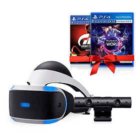 Mua Combo Kính Thực Tế Ảo Playstation VR Sony (V2) Kèm 2 đĩa game Gran Turismo và Playstation Vr Worlds - Hàng Chính Hãng