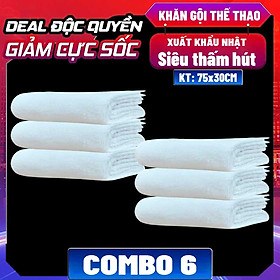 Mua #XẢ HÀNG Combo 6 khăn gội thể thao xuất khẩu Nhật siêu thấm hút  màu trắng hotel 75x30cm