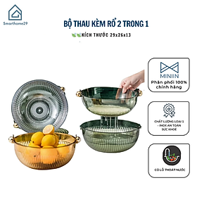 Mua Rổ Rửa Rau Củ Quả Hai Lớp Ráo Nước Trong Suốt Dùng Trong Nhà Bếp - Rổ Đa Năng 2 Trong 1 - Hàng Chính Hãng MINIIN