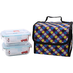 Bộ 2 Hộp Thủy Tinh Chịu Nhiệt KOVA KLOCK KV370 (2 x 370ml) Và Túi Giữ Nhiệt