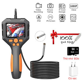Mua Quà Tặng Kèm - Máy nội soi cầm tay P10 độ phân giải 1080HD đường kính camera 3.9mm chống nước với màn hình LCD 2 8 inch chiều dài 5m. P10 Industrial pipe endoscope 3.9mm 2.8 inch IPS color HD screen 1080 pixels for sewer pipe vehicle pipe camera endoscope