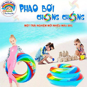 Phao bơi tròn 7 sắc cầu vồng làm bằng chất liệu nhựa dẻo PVC cao cấp, Phao bơi dùng được cho người lớn và trẻ em