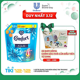 Nước Xả Làm Mềm Vải Comfort Chăm Sóc Chuyên Sâu Đậm Đặc Một Lần Xả Hương Ban Mai Túi 3.2L