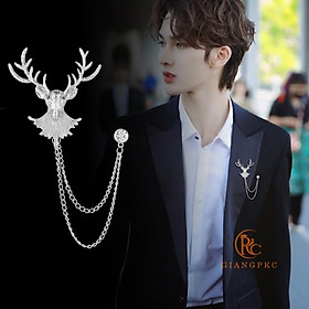 Ghim cài áo nam kiểu dáng hàn quốc phù điêu sừng hươu mẫu mới 2021 Giangpkc