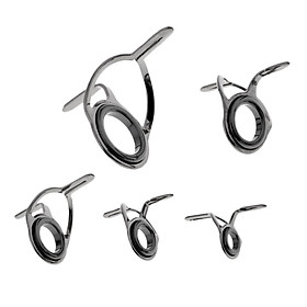 5x Stainless Steel Fishing Rod Pole Guides Tip Top Ring Eye Pole Repair Kit