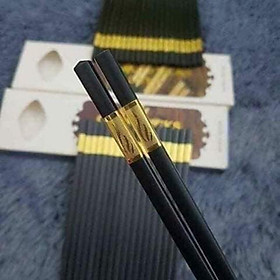 Hộp 10 đôi đũa ăn hợp kim mạ vàng Hàn Quốc - GDHN Loại Tốt