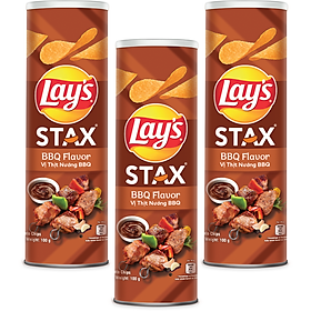 Combo 3 Lay’s Stax Khoai Tây Miếng Vị Thịt Nướng BBQ 100gr