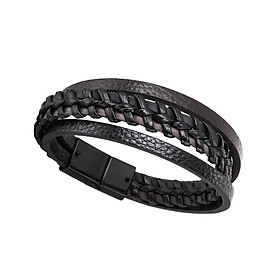 Punk Braided PU Leather Bracelet Casual Gothic Ethnic Stackable for Men