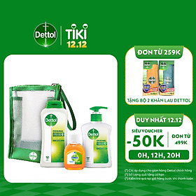 Combo bảo vệ kháng khuẩn toàn diện Dettol (Sữa tắm 250g + Nước rửa tay 250g + Dung dịch diệt khuẩn 50ml)