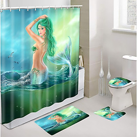 Mua Rèm Phòng Tắm / Rèm Cửa Sổ hoa tiết Nàng Tiên Cá biển xanh Mới 180x180 Loại Cao Cấp