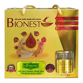 Hộp Yến sào Bionest Ginseng hồng sâm cao cấp - hộp tiết kiệm 6 lọ