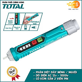 Bút dò điện áp cảm ứng AC 1000V TOTAL THT29100026 - có kèm pin, phân biệt dây nguội nóng, độ chính xác cao, đèn led báo động