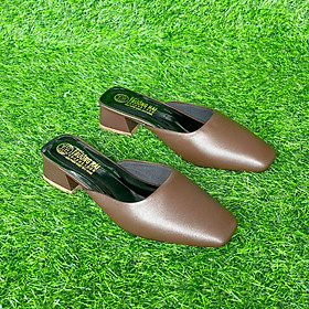 Giày sục nữ gót vuông 3cm Trường Hải mũi vuông da mềm SN155