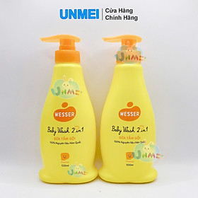Bộ 2 Chai Sữa Tắm Gội Wesser 2in1 Hương Phấn (500ml x 2) - Cam