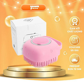 Bàn chải tắm đầu silicon mɑssage cho chó mèo tạo bọt nhanh tiết kiệm nước có khay đựng sữa tắm