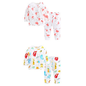 Combo 2 bộ quần áo dài tay cài vai cho bé- chất cotton tre mềm