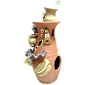 Mua Bình gốm đài phun nước Thác nước Phong thủy - May mắn tài lộc bình an cho gia chủ! Cao 60cm  Rộng 25cm