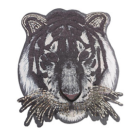 Sew On Tiger Head Sequin Patch Badge Sticker Clothes  Fabric Applique