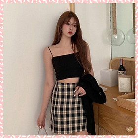 Áo croptop cotton chun 2 dây dáng ôm co giãn tốt