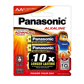 Vỉ 4 viên pin kiềm AA Alkaline Panasonic LR6T/4B-V – Hàng Chính Hãng