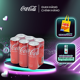 Lốc 6 Lon Nước Ngọt Giải Khát Coca-Cola Vị Nguyên Bản Original 320m/Lon Sale 25.4 Coca-Cola Official Store