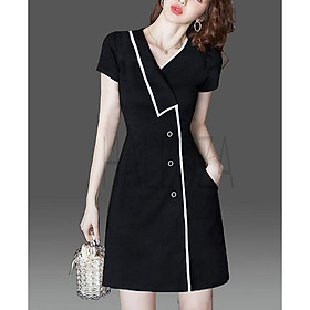 đầm đen kiểu 1 sọc trăng bigsize 