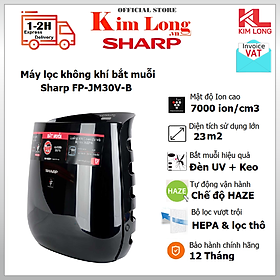 Máy lọc không khí bắt muỗi Sharp FP-JM30V-B Plasmacluster ion, Công nghệ Inverter tiết kiệm điện- Hàng chính hãng