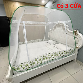 Mua Màn Chụp Mùng Chụp Mộc Miên 3 Cửa nhiều Size - Tự Bung Đỉnh Rộng Chống Muỗi Cao Cấp có viền chân