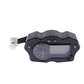 DC 12V Universal Motorcycle Digital LCD Tachometer Speedometer Gauge Meter