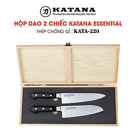 Mua Hộp gỗ 2 chiếc dao bếp cao cấp Essential KATANA  Dao thái thịt cá đa năng - KATA220
