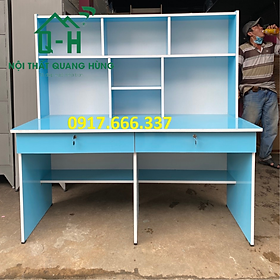 Mua Bàn học sinh liền kệ 2 chổ ngồi cho bé ván Okal màu xanh ngọc