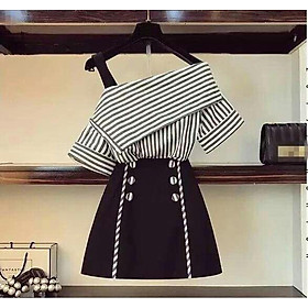 Set Áo Kẻ Sọc Phối Chân Váy