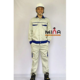 Mua Bộ Quần Áo Bảo Hộ Lao Động - Ghi Phối Xanh V31- Quàn túi hộp