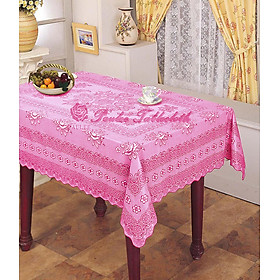 KHĂN TRẢI BÀN PAULEE 856B - HOA VĂN HỒNG - 150 CM X 264 CM - KHÔNG THẤM NƯỚC - HỌA TIẾT HOA LÁ - 150 x 264 cm