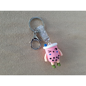 MÓC KHÓA SILICON HÌNH TRÀ SỮA KÈM DÂY