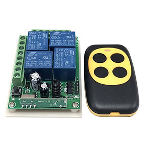 Universal Wireless Remote Control Switch - 4CH Relay Receiver Module and RF Transmitter- Electronic Lock Control(Yellow)