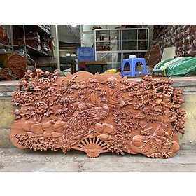 Mua Tranh cánh quạt treo tường trạm khắc phu thê viên mãn  bằng gỗ hương đá liền khối kt 60×120×3.5cm