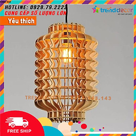 Đèn gỗ thả trần  hiện đại sang trọng chất liệu gỗ trang trí cho phòng khách nhà căn hộ decor nhà quán cafe