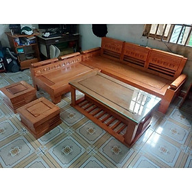 Bộ bàn ghế sofa góc gỗ sồi tay chứng 2m x 1,8m