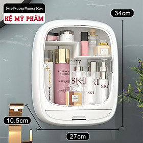 Mua TỦ KỆ ĐỰNG MỸ PHẨM CỬA MỞ NAM CHÂM KÍNH MIKA TRONG SUỐT treo tường không đục lỗ - TẶNG bấm móng tay đa năng