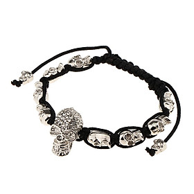 Silver Alloy Skull Head Charm Beads Adjustable Skeleton Head Skull Bracelet