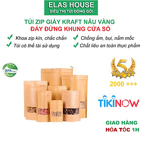 Mua Túi Zip Đựng Thực Phẩm Túi Zip Giấy Kraft Đáy Đứng Có Cửa Sổ Vàng Túi Zipper Mini Nâu túi Zipclock (1 túi)