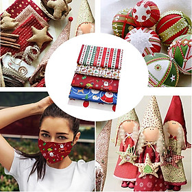 5PCS Cotton Fabric Christmas Fabric Bundles Sewing Square Fabric Scraps Printing Quilting Patchwork for DIY Craft Christmas Party Supplies