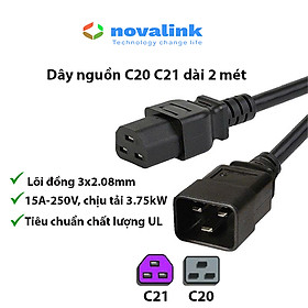 Mua Dây nguồn C20 C21 chuẩn IEC 15A 250V | Dây nguồn UPS  Server lõi đồng 3x2.08mm² – Novalink NV-56009A - Hàng chính hãng
