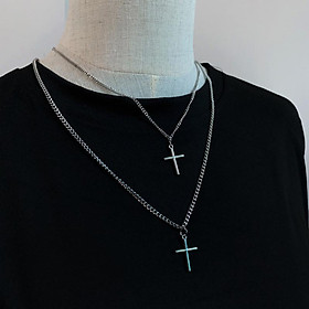 Dây chuyền vòng cổ chữ thập kép unisex