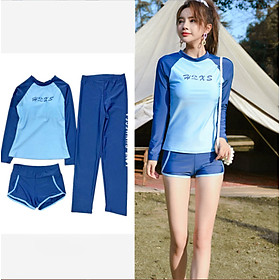Hình ảnh Bộ đồ bơi, bikini tắm biển nữ kín đáo quần áo dài che nắng - B.38