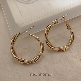 Khuyên tai bạc 925 dạng xoắn tròn MEONHAMAI