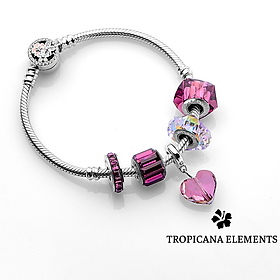 Lắc Tay Tropicana Phối Charm Swarovski Pave Tim Tím